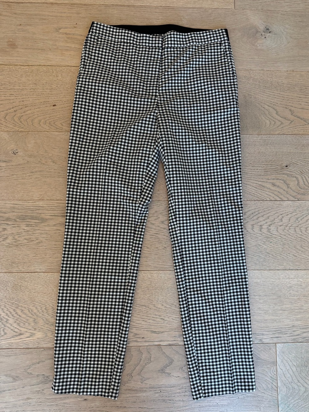 Zara Black White Gingham Check Straight Leg Ankle Pants Women’s Large
